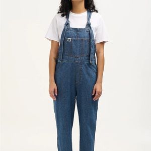 Lucy & Yak Reuben Dungaree: Mid Wash Blue